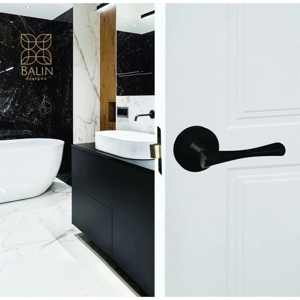 Door‎ Handle Set - No Lock Set - Interior Passage Door Lever - Black